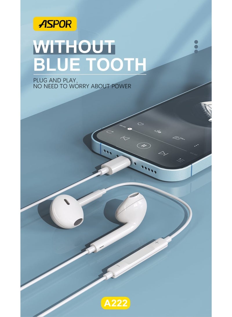 أسبور سماعات رأس Aspor A222 عالية الدقة - سماعات أذن مزودة بشريحة ذكية لأجهزة iPhone (قابس صوتي IPH) - Image 5